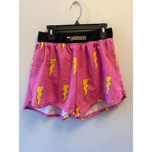 Chicknlegs Men's Pink Bolts 4" Half Split Shorts Size Small